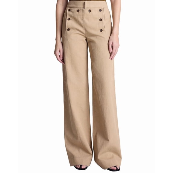 A.L.C. womens Lucas Linen-Blend Pant, 8, Beige