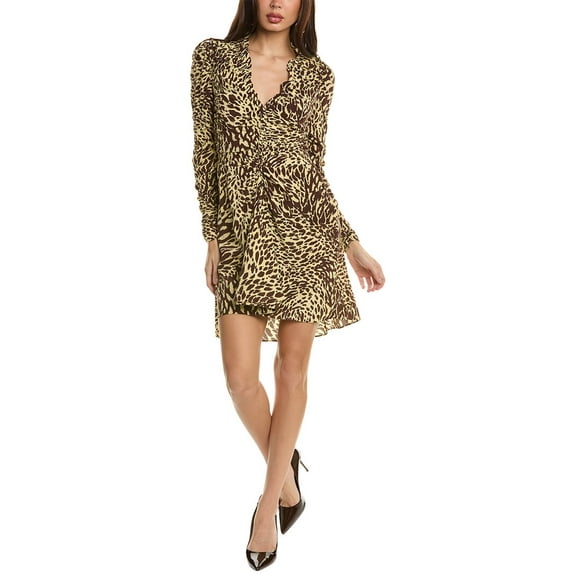 A.L.C. womens  Marcie Silk-Blend Mini Dress, 00, Brown
