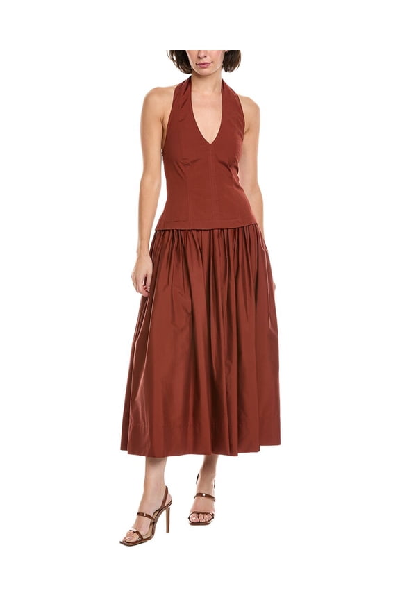A.L.C. womens  Nora Midi Dress, 4, Brown