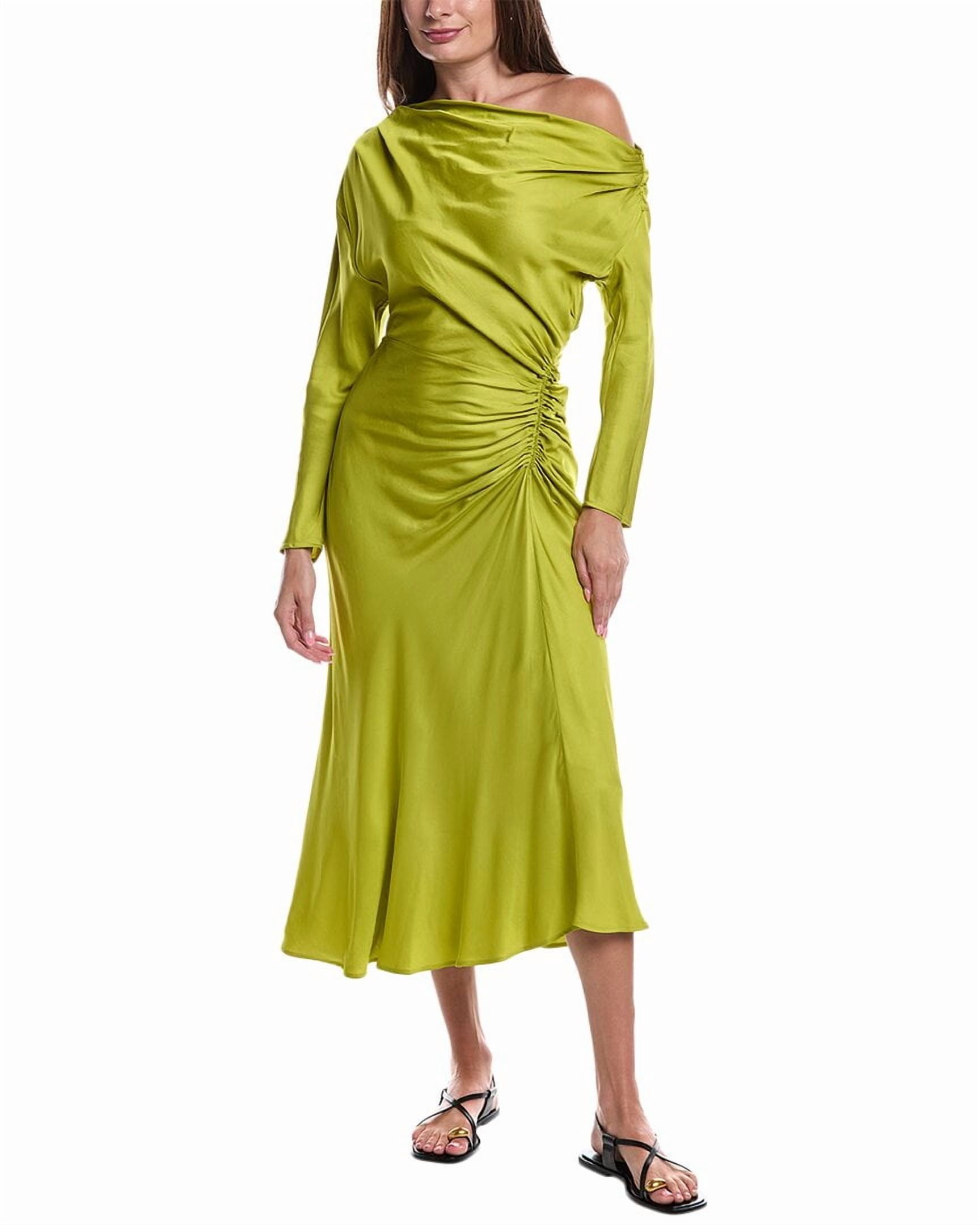 piper midi dress Piper Draped Tie Mesh Midi Dress in Yellow - Size 0 to 12