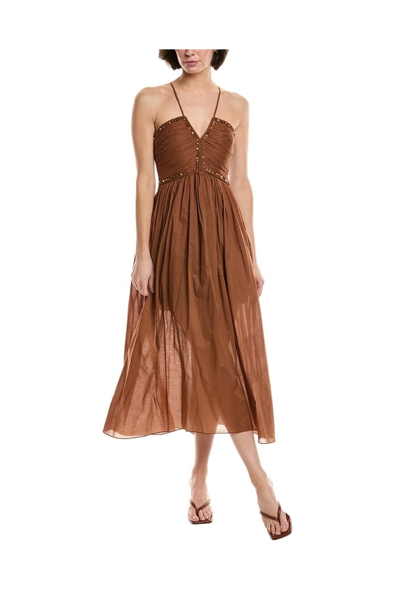 A.L.C. womens  Rumi Midi Dress, 00, Brown