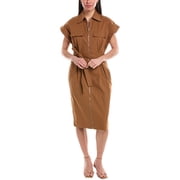 A.L.C. womens Thea Zip Front Shirtdress, 2, Brown