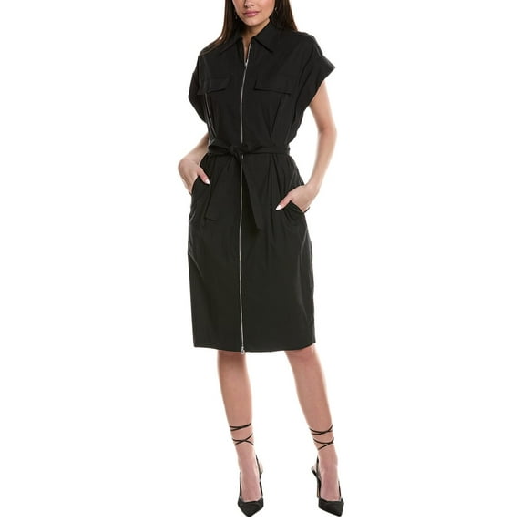 A.L.C. womens Thea Zip Front Shirtdress, 8, Black