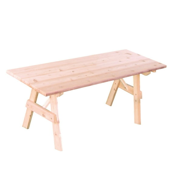 A & L Furniture Western Red Cedar Traditional Picnic Table - Table Only
