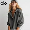 thumbnail image 1 of A-L-O Womens Cropped Sweatshirt Loose V Neck Hoodies Casual Long Sleeve Workout Hooded Sweatshirt Tops, 1 of 9