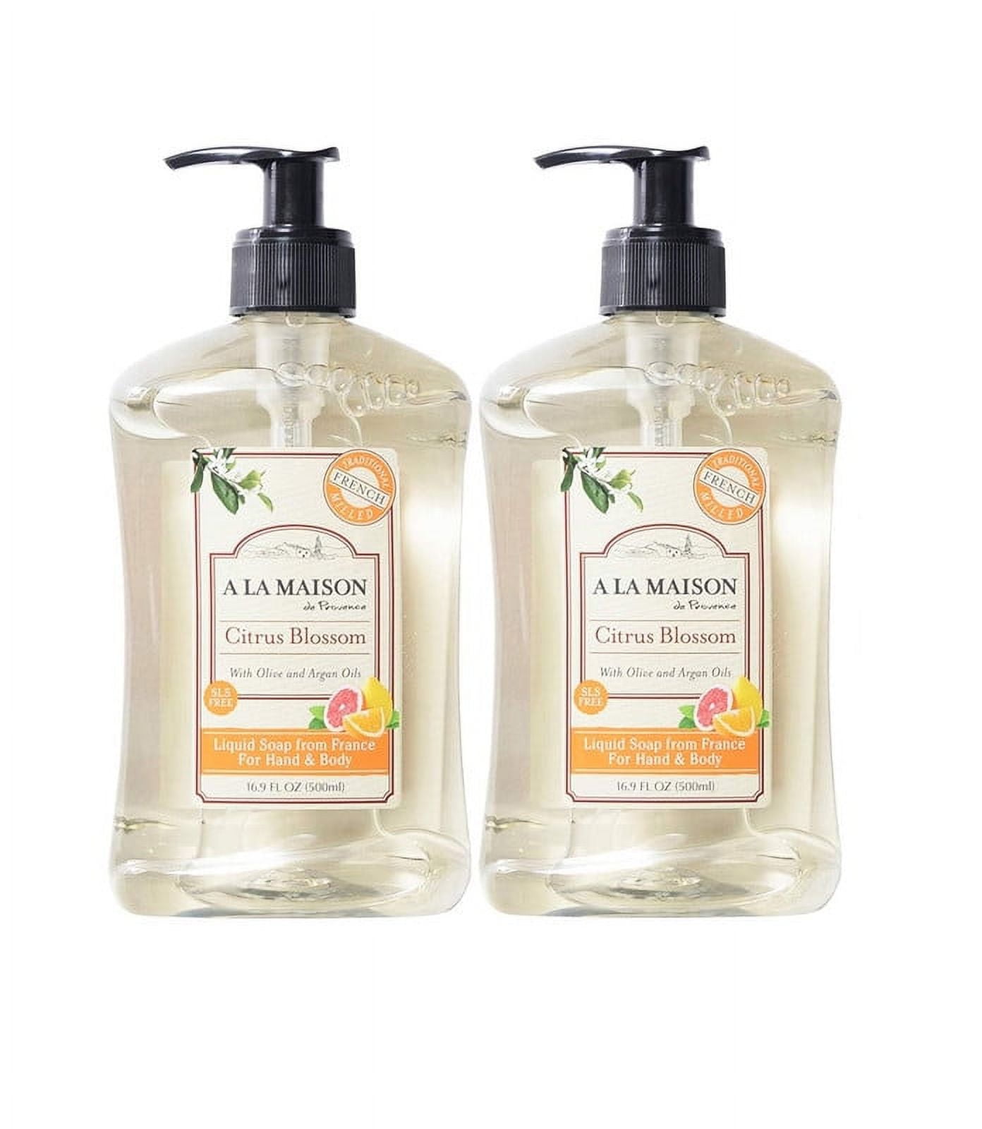 A LA MAISON Citrus Blossom Liquid Hand Soap - Triple French Milled Natural Moisturizing Soap (2 Pack, 16.9 oz Bottle)