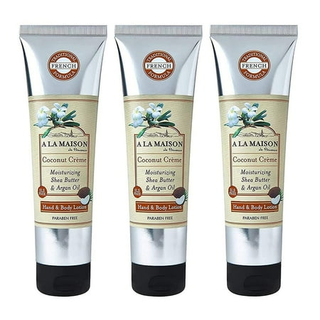 A LA MAISON Coconut Creme Lotion for Dry Skin - Natural Hand and Body Lotion (3 Pack, 8 oz Bottle)