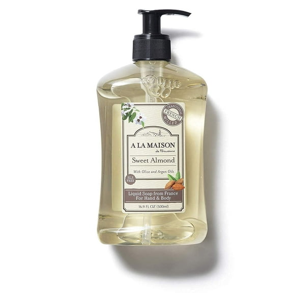 A LA MAISON Sweet Almond Liquid Hand Soap - Triple French Milled Natural Moisturizing Soap (1 Pack, 16.9 oz Bottle)