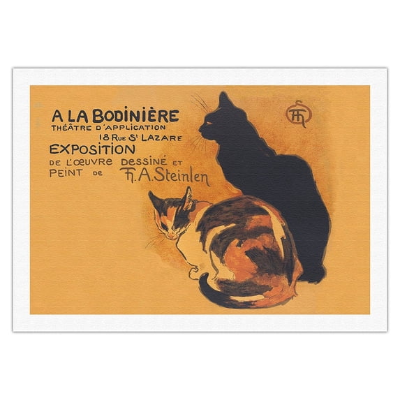 A La Bodiniere - Works Drawings Paintings of T. A. Steinlen - Vintage Exhibition Poster by Théophile Alexandre Steinlen c.1894 - Fine Art Rolled Canvas Print 27in x 40in