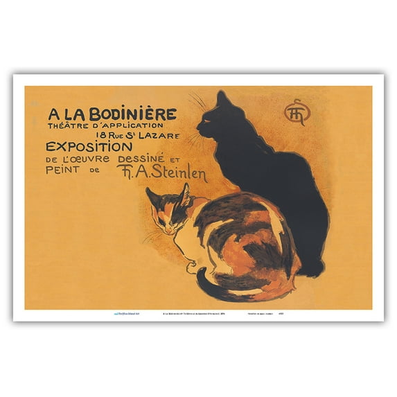 A La Bodiniere - Works Drawings Paintings of T. A. Steinlen - Vintage Exhibition Poster by Théophile Alexandre Steinlen c.1894 - Master Art Print (Unframed) 12in x 18in