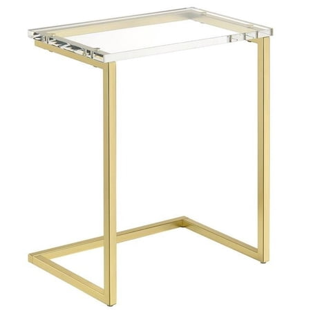 A La Carte Clear Acrylic C-Table w/Satin Gold Metal Base