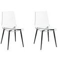 thumbnail image 1 of A La Carte Set of 2 Clear Acrylic Dining Chairs w/Black Metal Base, 1 of 4