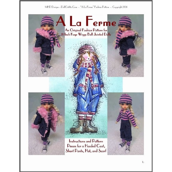 "A La Ferme" 11 Inch Ball Jointed Doll Bjd Kaye Wiggs Fashion Clothing Pattern