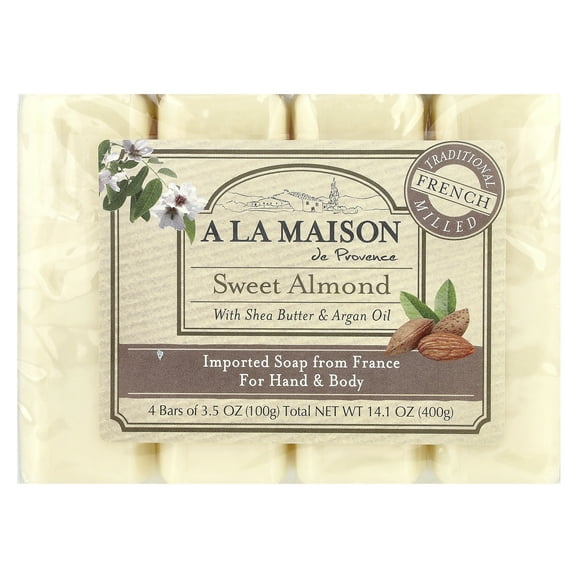 A La Maison de Provence Hand Body Bar Soap Sweet Almond 4 Bars 3 5 oz Each