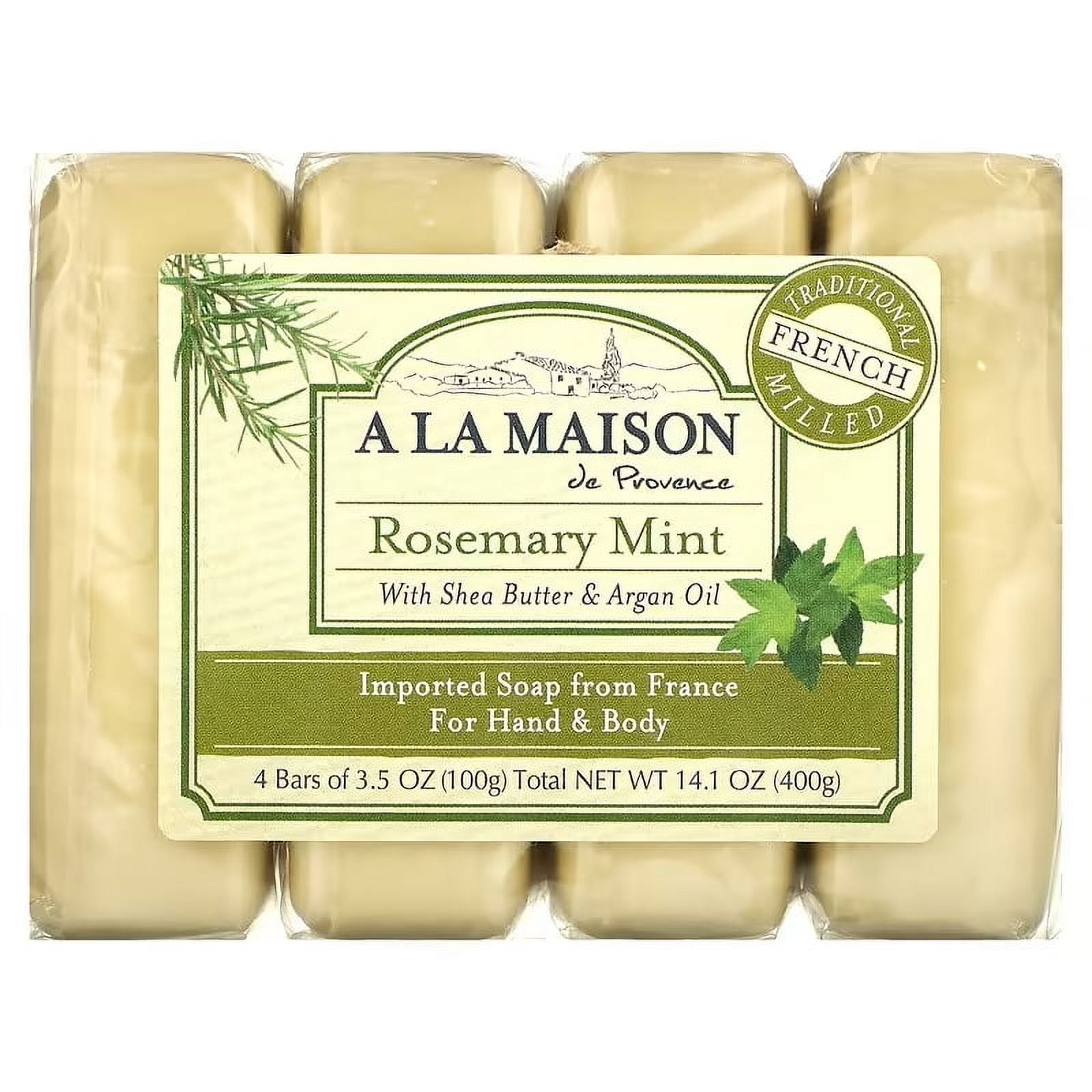 A LA MAISON Rosemary Mint Bar Soap - Triple French Milled Natural Moisturizing Hand Soap Bar (12 Bars of Soap, 3.5 oz)
