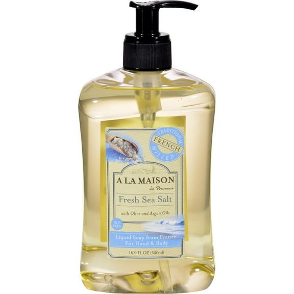A La Maison French CM31Liquid Soap - Fresh Sea Salt - Made with Olive Oil and Argan Oils - Vegetable Based - 16.9 oz (Pack of 4)