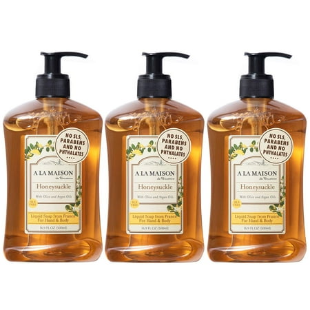 A La Maison Liq uid So ap for Hand & Body, Honeysuckle, 16.9 oz - 3 Pack