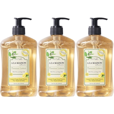 A La Maison Liquid Soap for Hand & Body, Provence Lemon, 16.9 oz - 3 Pack