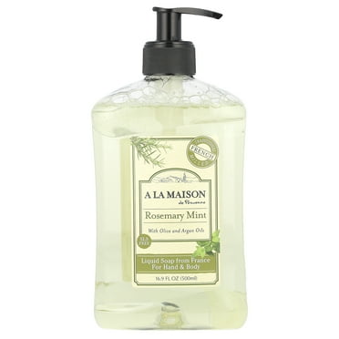 A La Maison de Provence Liquid Soap For Hand & Body, Rosemary Mint, 16.9 fl oz (500 ml)