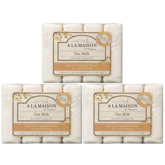 A La Maison de Provence Bar Soap, Oat Milk, 3.5 oz each (12 Bars Total)