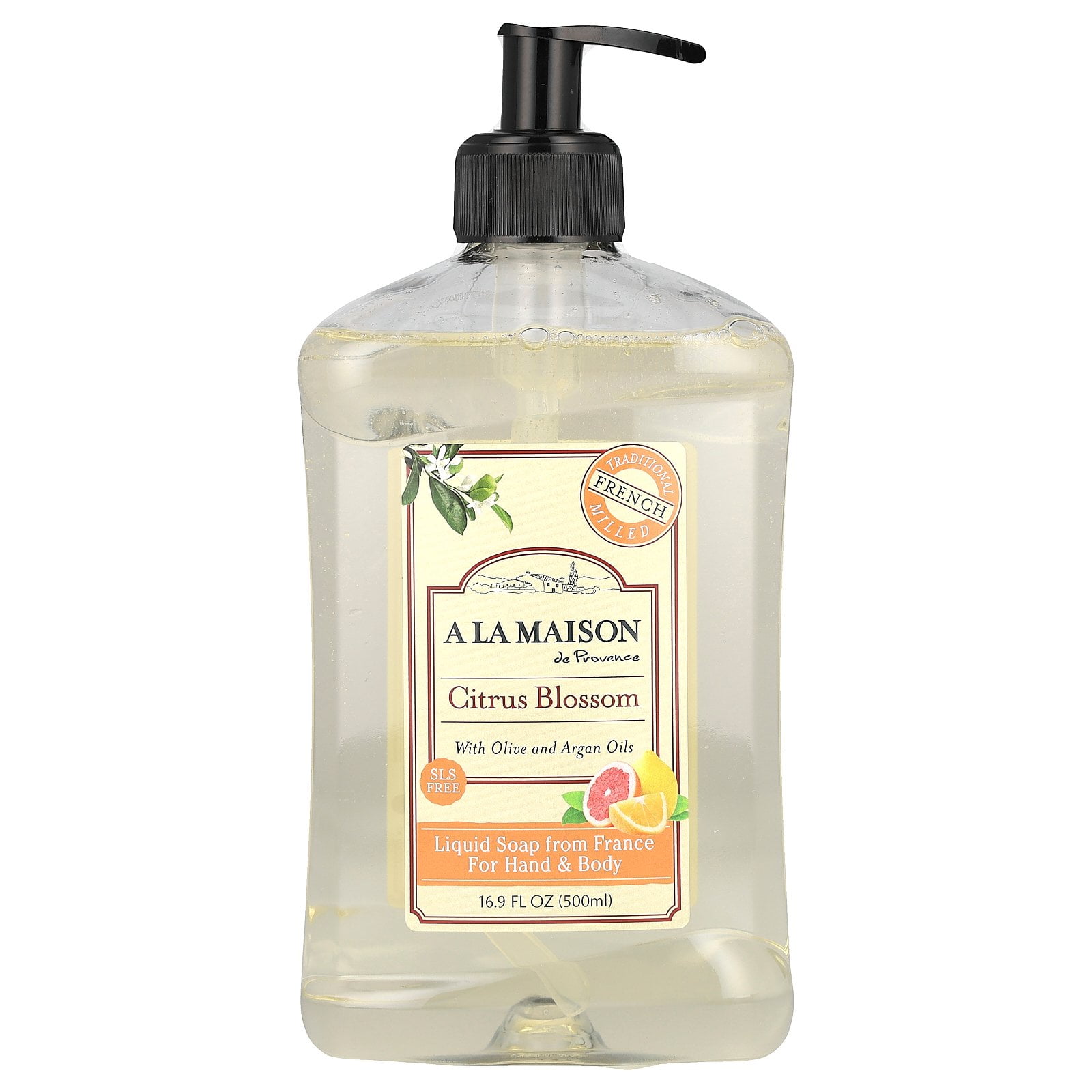 A La Maison de Provence Liquid Soap For Hand & Body, Citrus Blossom, 16.9 fl oz (500 ml)