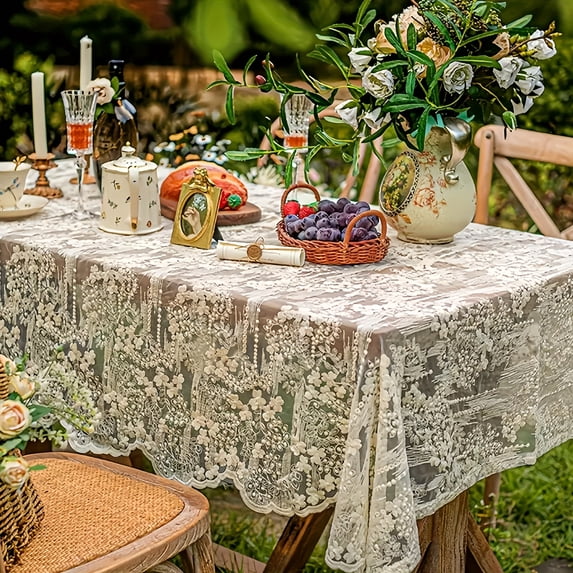 A Lace Tablecloth in French White, Suitable for Round And Rectangular ...