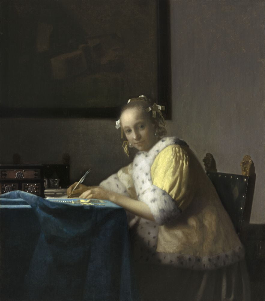 A Lady Writing Canvas Art -  (18 x 24)