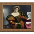 thumbnail image 1 of A Lady with a Drawing of Lucretia 24x20 Gold Ornate Wood Framed Canvas Art by Lorenzo Lotto, 1 of 2