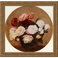 thumbnail image 1 of A Large Bouquet of Roses 20x20 Gold Ornate Wood Framed Canvas Art by Henri Fantin-Latour, 1 of 2