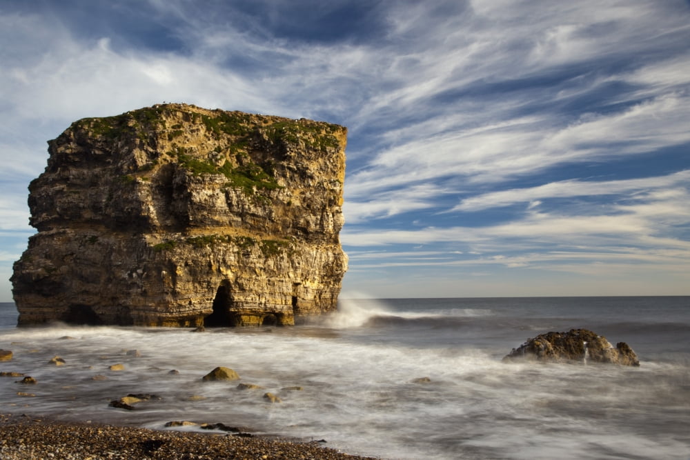 A Large Rock Formation Off The Coast South Shields Tyne And Wear England Canvas Art - John Short Design Pics (19 x 12)