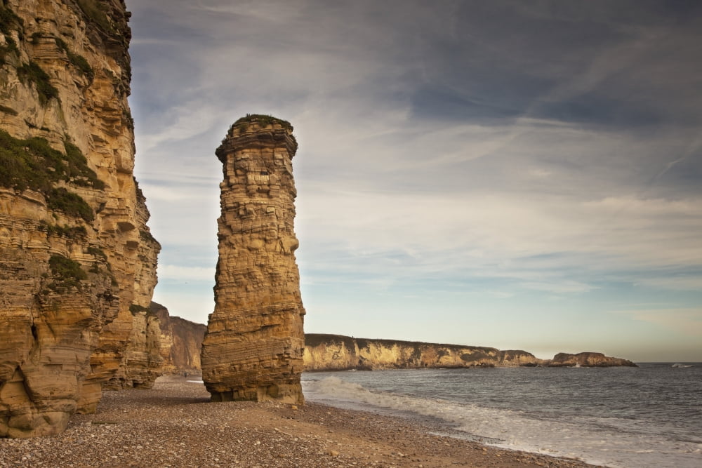 A Large Rock Formation On The Shore Along The Coast South Shields Tyne And Wear England Canvas Art - John Short Design Pics (19 x 12)