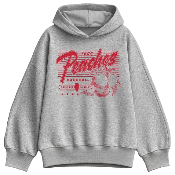 A League Of Their Own - Peaches Baseball Rockford, IL Women's Oversized Fleece Hoodie Sweatshirt