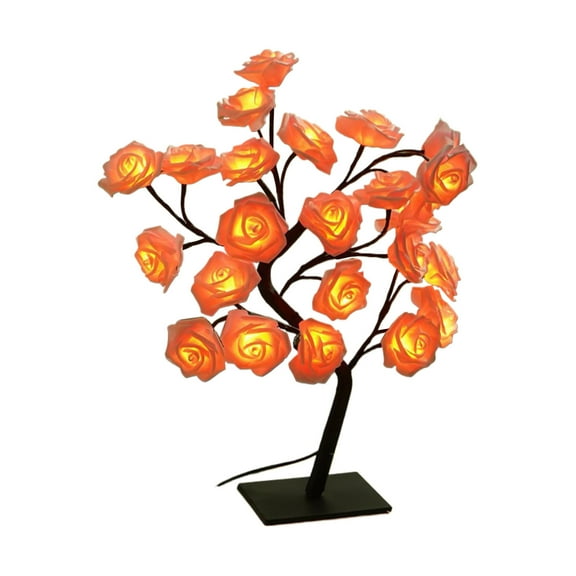 A Led Rose Flower Lamp Usb Powered Artificial Bloom Night Light Desk Decor Birthday Gift For Friends Table Lamp With Cable 18 Inches Height