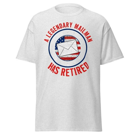 A Legendary Mailman Has Retired USA Flag Postal Worker Tee (Ash, L)
