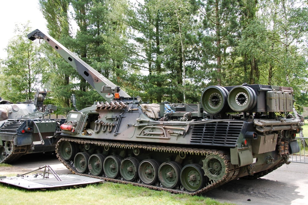 A Leopard 1A5 MBT of the Belgian Army in repair Canvas Art - Luc De JaegerStocktrek Images (18 x 12)