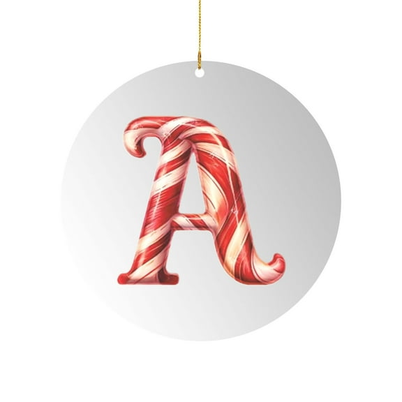 A Letter A Ornament With Cane Candy Style For Holiday Tree Hanging