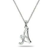 DESIGNS BY FMC A Letter Initial Alphabet Name Personalized 925 Sterling Silver Pendant Necklace