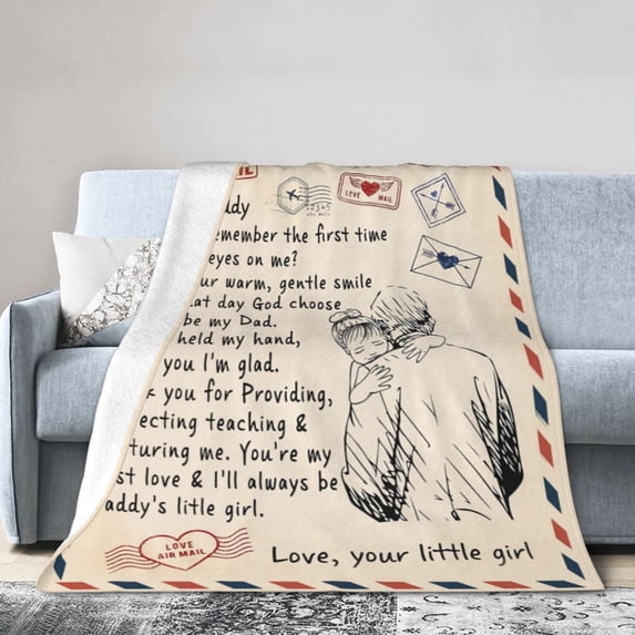 A Letter To My Daddy Blanket Gifts For Kids Adults - Lightweight Throw Blanket For Bedroom Living Room Decor Soft Fuzzy Fleece Cozy Plush Bed Couch 80"X60"