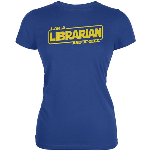 A Librarian and a Geek Juniors Soft T Shirt Royal 2XL