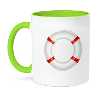 3dRose, A Life Preserver Design, 11oz Two-Tone Green Mug