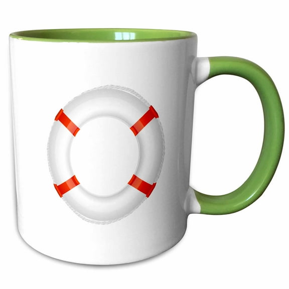3drose, a Life Preserver Design, 11oz Two-tone Green Mug