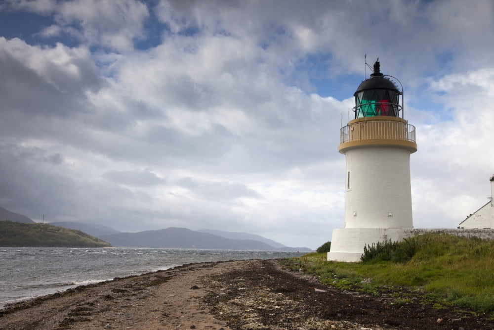 A Lighthouse Along The Coast Ardgour Argyll Scotland Canvas Art - John Short Design Pics (38 x 24)