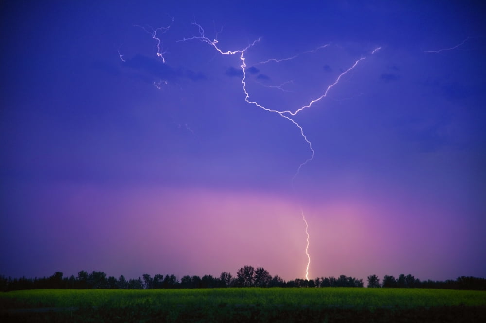 A Lightning Storm Canvas Art - Don Hammond Design Pics (34 x 22)