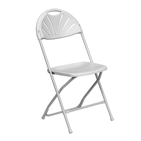 A Line Furniture Lily White Contoured Fan Back Folding Chairs Set of 2
