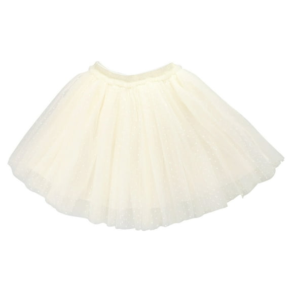 A-Line Mesh Skirt Girls Ballets Tutus, Kids Birthday Princess Party Dress Skirt, Summer Puffy Mesh Skirt Girls Pleated Skirt School Uniform Mini Skirts Beige 6Y