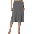 thumbnail image 1 of A-Line Midi Skirts for Women - High Waist Knee Length Flared Casual Stretchy Flowy Skirt Gray XXL, 1 of 8