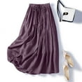 thumbnail image 1 of A-Line Skirts for Women Elastic Waist Versatile Maxi Skirts Double-Layered Cotton Linen Solid Color Ankle Skirts, 1 of 10