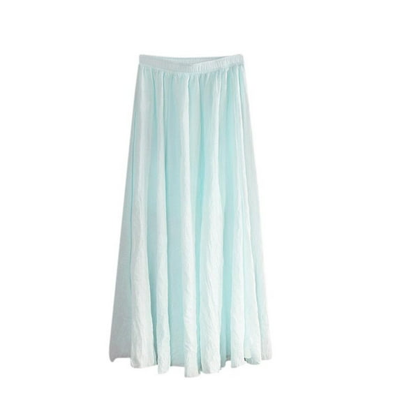 A-Line Swing Skirt Women Lightweight Cotton Linen Skirts High Waist Knee Dress Pleated Midi Skirt