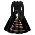 thumbnail image 1 of A Line Women's Long Sleeve Christmas Dress With Zipper Waist And Round Neck For Holiday Parties, 1 of 1