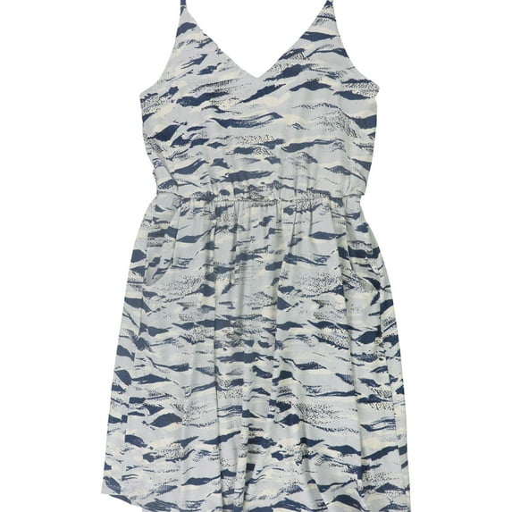 A-Line Womens Waves Blouson Dress, Blue, Medium